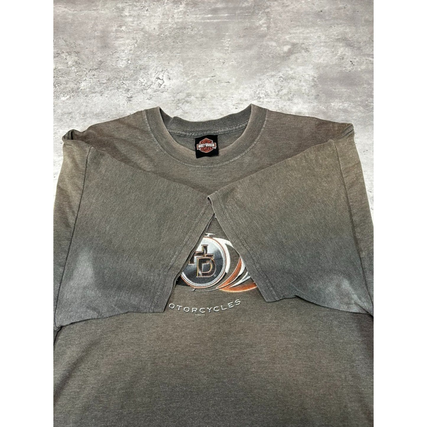 Vintage Harley Davidson Spellout Flame Graphic Cropped T-Shirt Size XL