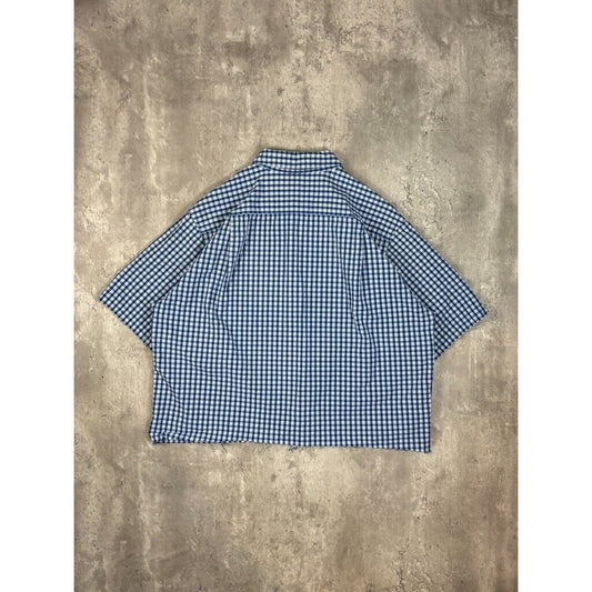 Vintage Mossimo Plaid Short Sleeve Cropped Button Up Shirt Size Large