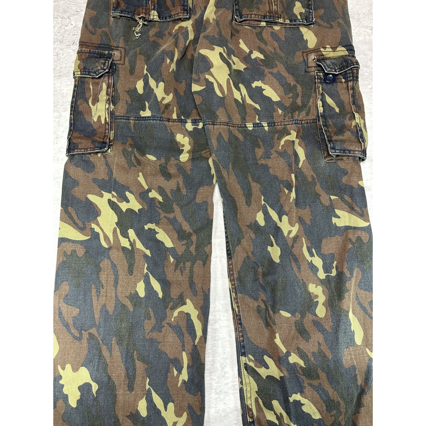 Vintage Halfix Denim Woodland Camo Hunting Cargo Pants Size 35