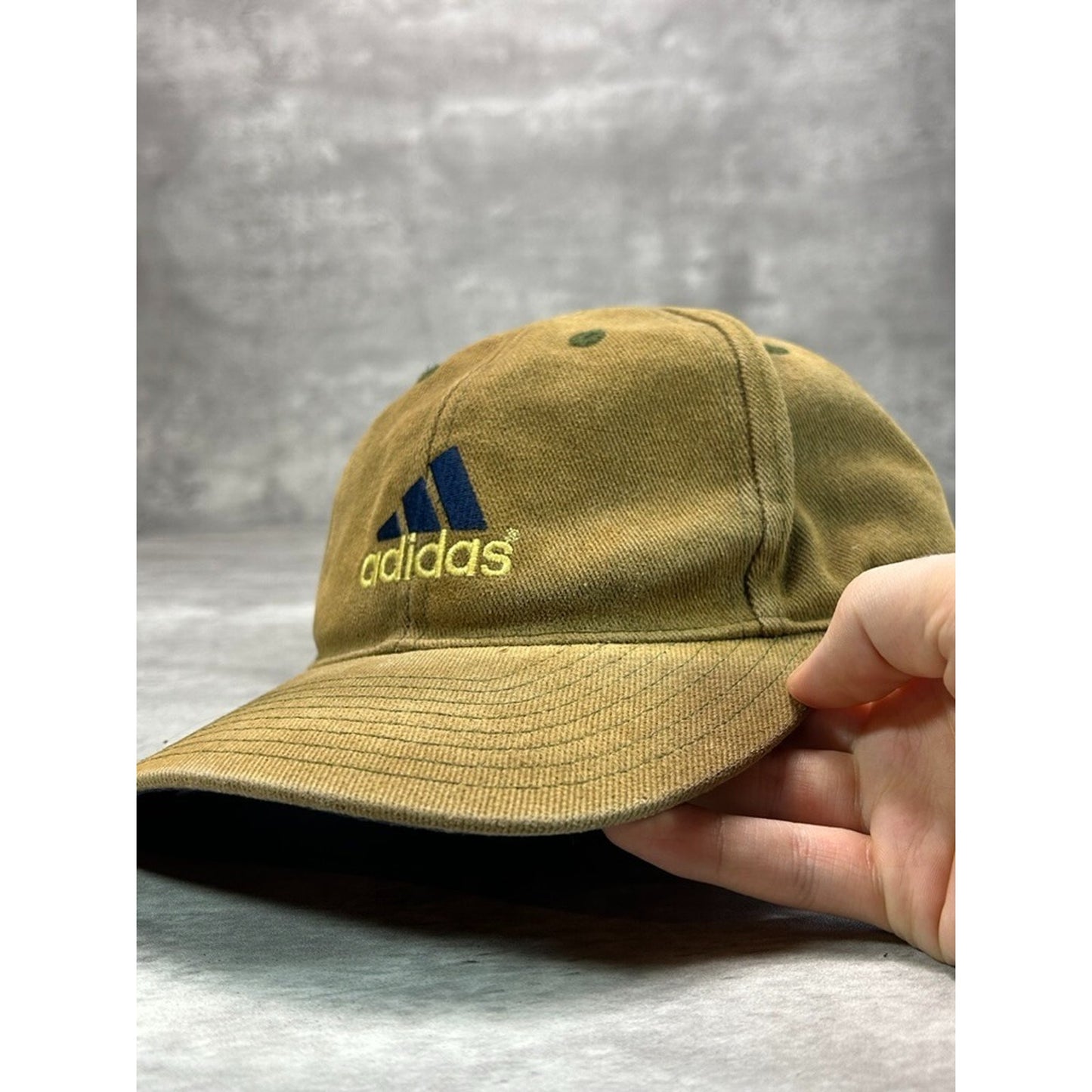 Vintage Adidas Embroidered Logo Spellout Earth Tones Fitted Snapback Hat 7 1/4