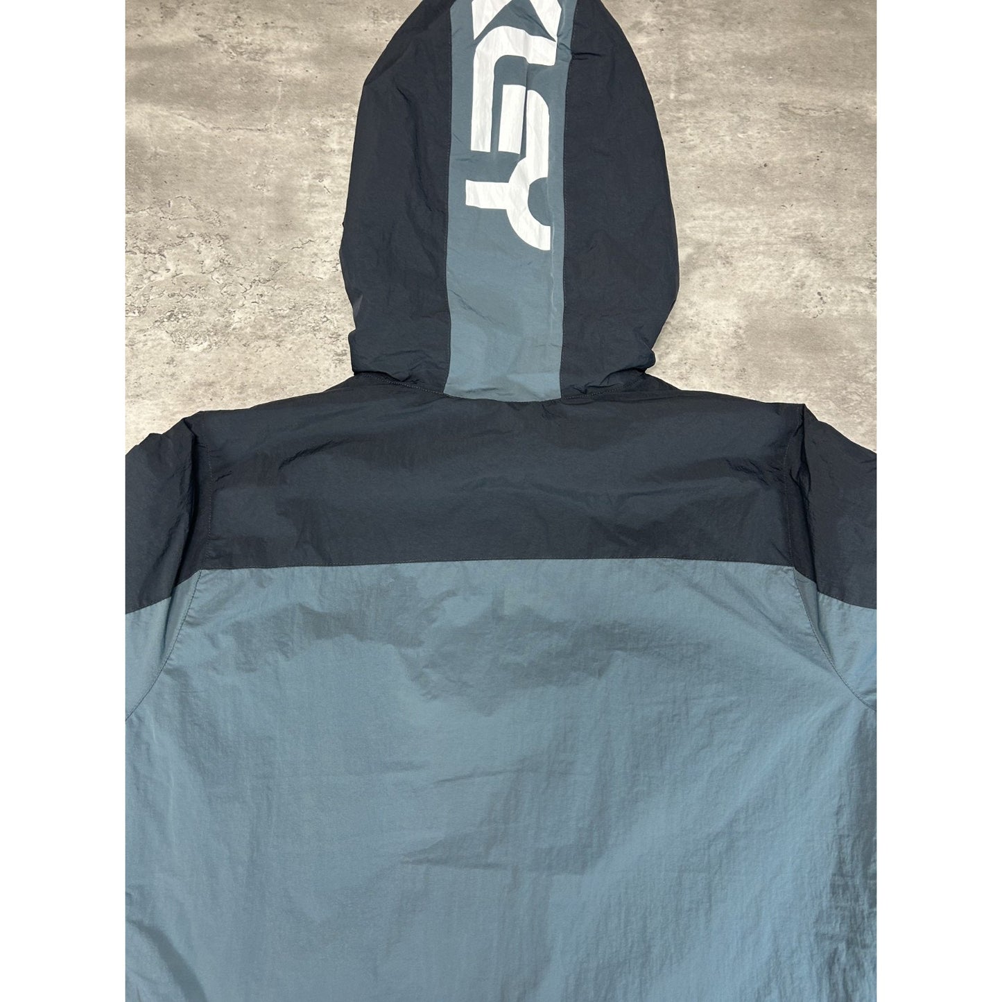 Oakley Insulated 1/4 Zip Hood Spellout Two Tone Pullover Nylon Jacket Size Large