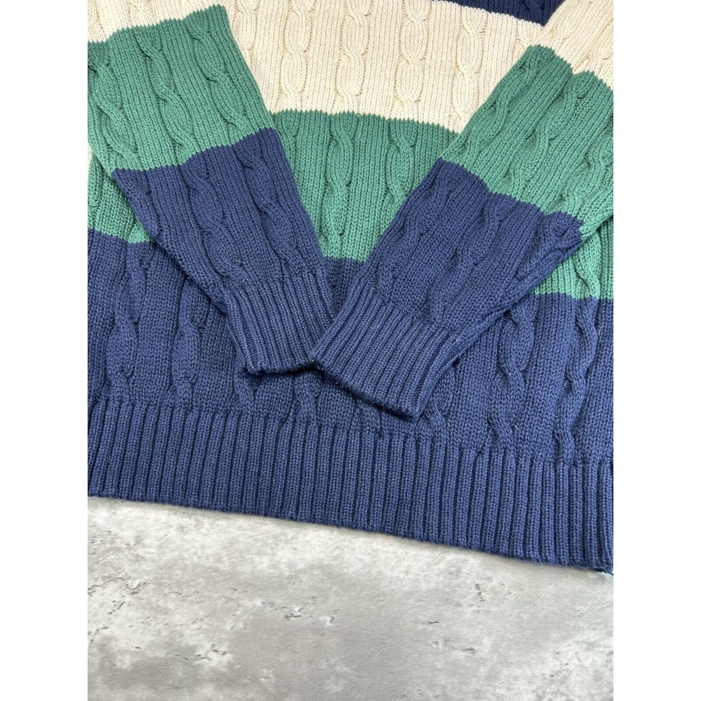 Vintage 90s Susquehanna Trail Outfitters Striped Ribbed Knit Sweater Size Medium