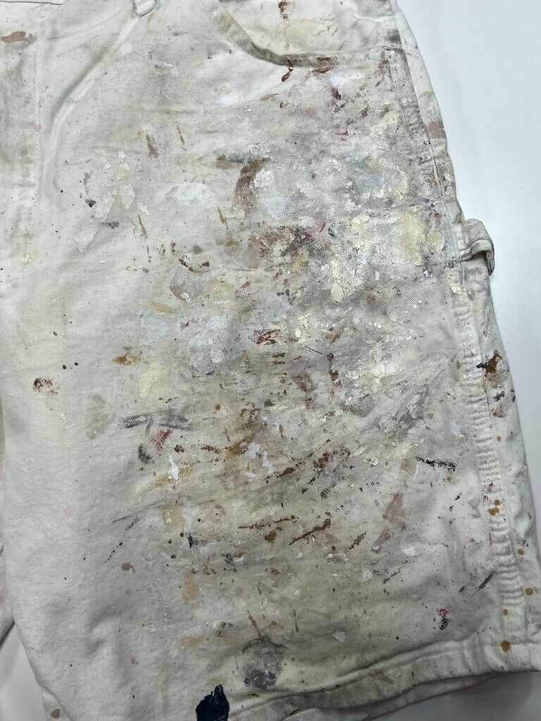 Vintage Dickies Canvas Workwear Painters Shorts Size 36 White