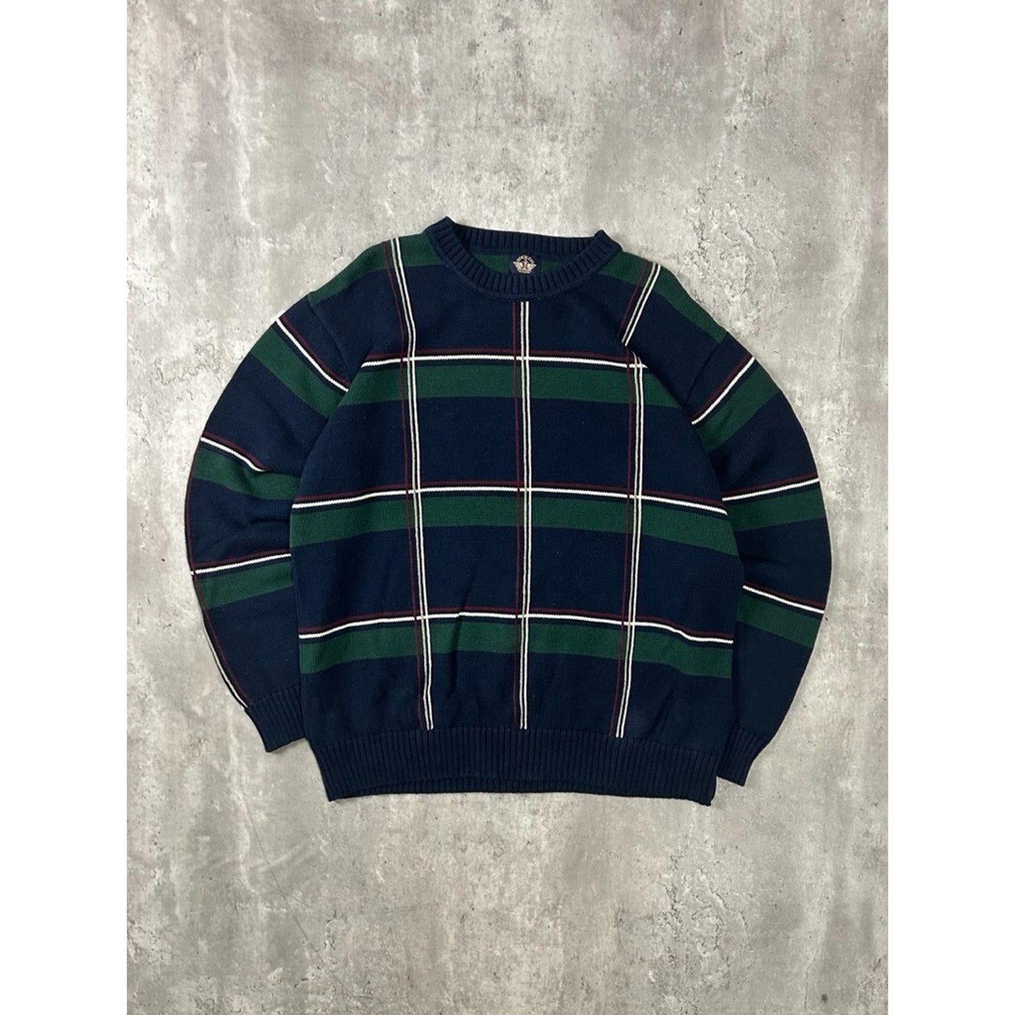 Vintage 90s Dockers Plaid Print Pullover Ribbed Knit Sweater Size XL