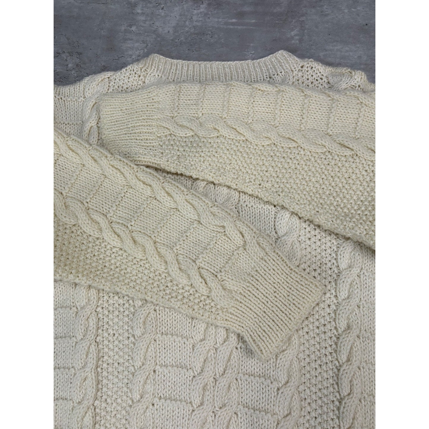 Vintage 90s Cable Knit Pullover Sweater Size XL Beige