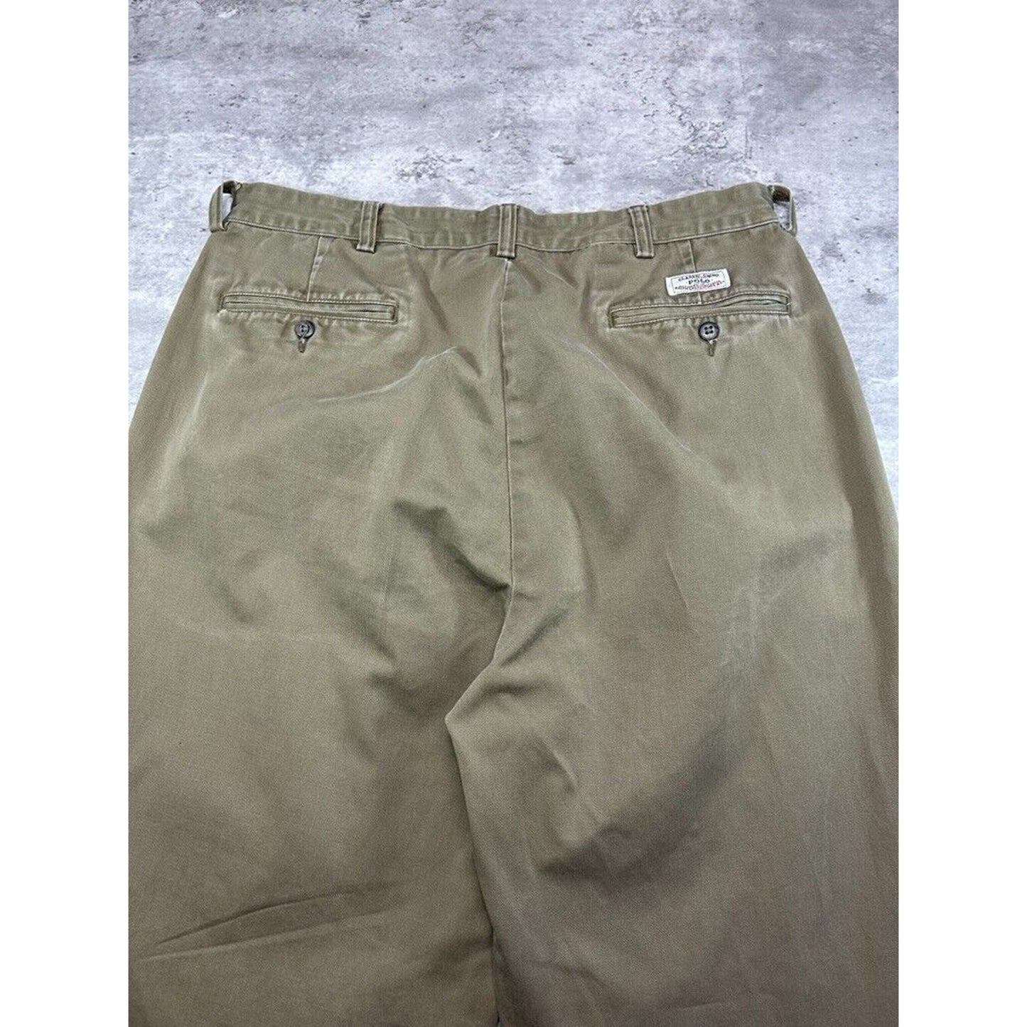 Vintage 90s Polo Ralph Lauren Chino Style Darted Trouser Pants Size 34 Beige