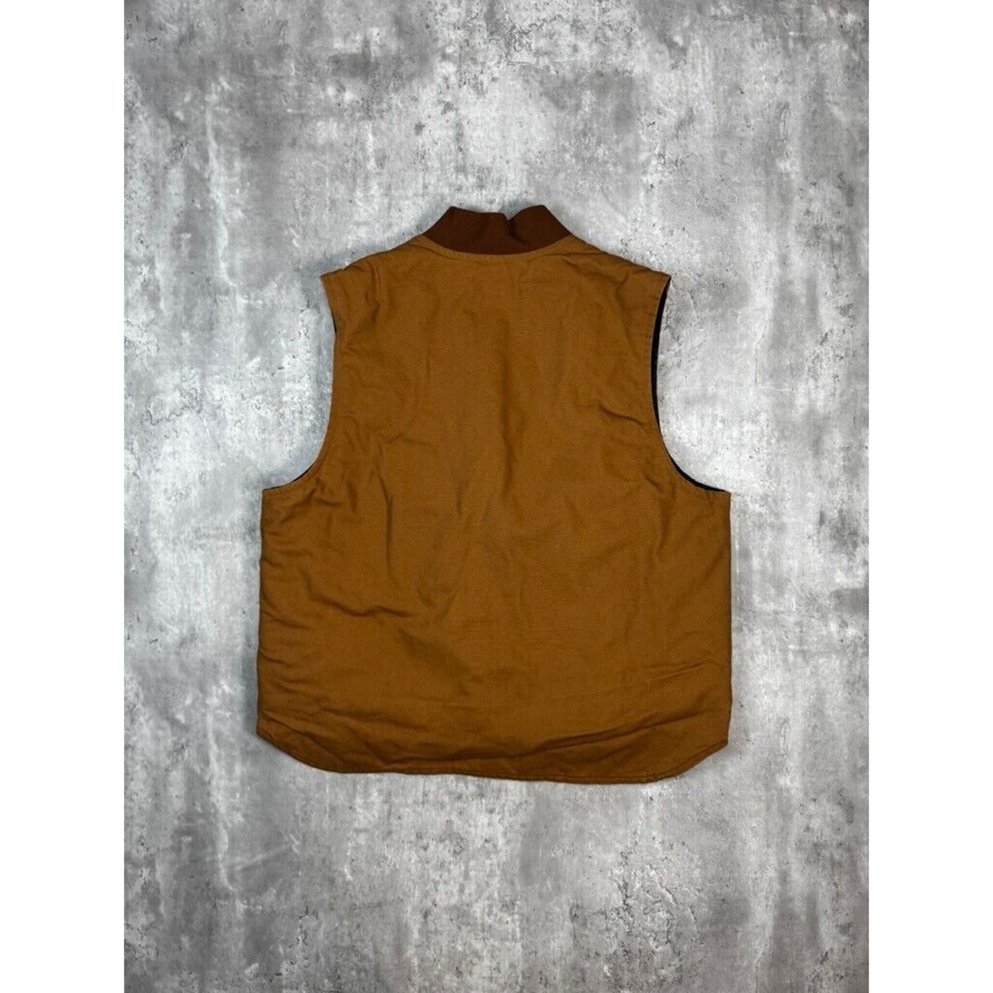 Vintage Carhartt Quilted Lined Canvas Work Wear Vest Size XL V01-BRN Beige