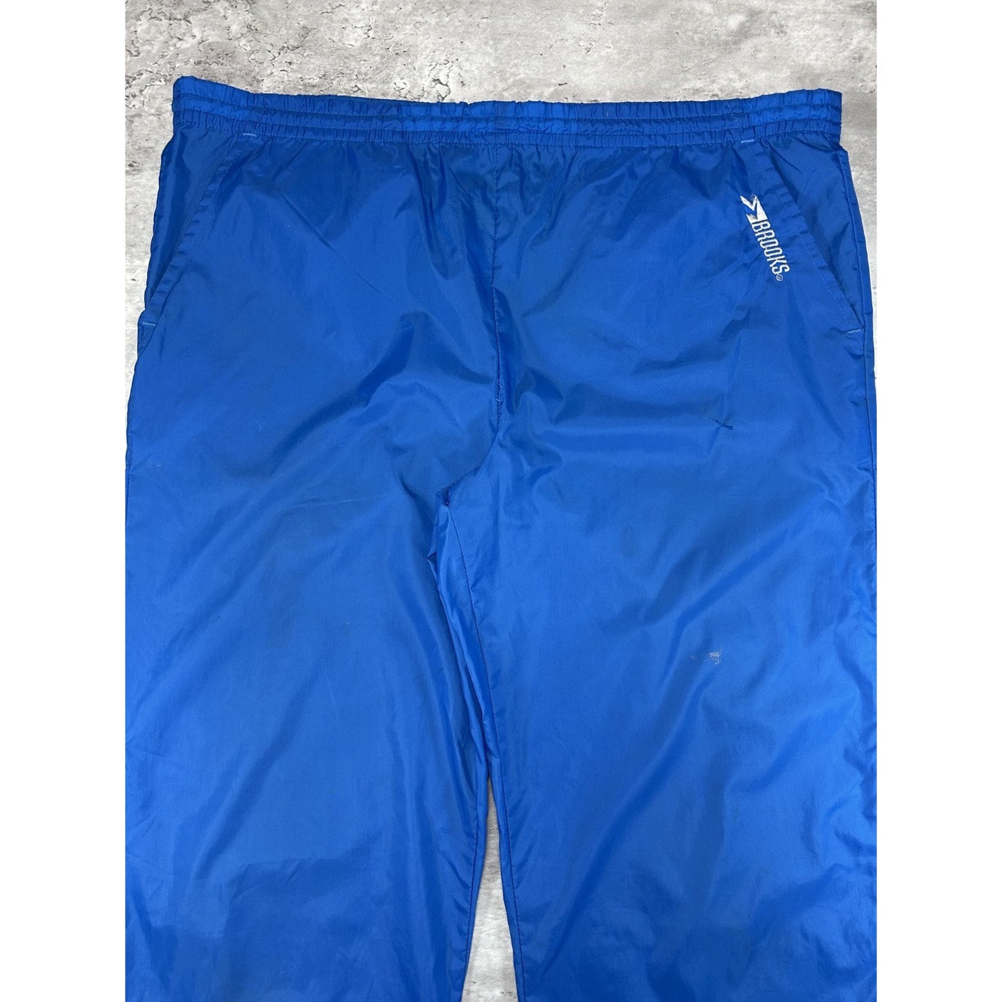 Vintage 80s/90s Brooks Embroidered Spellout Nylon Track Pants Size Large Blue