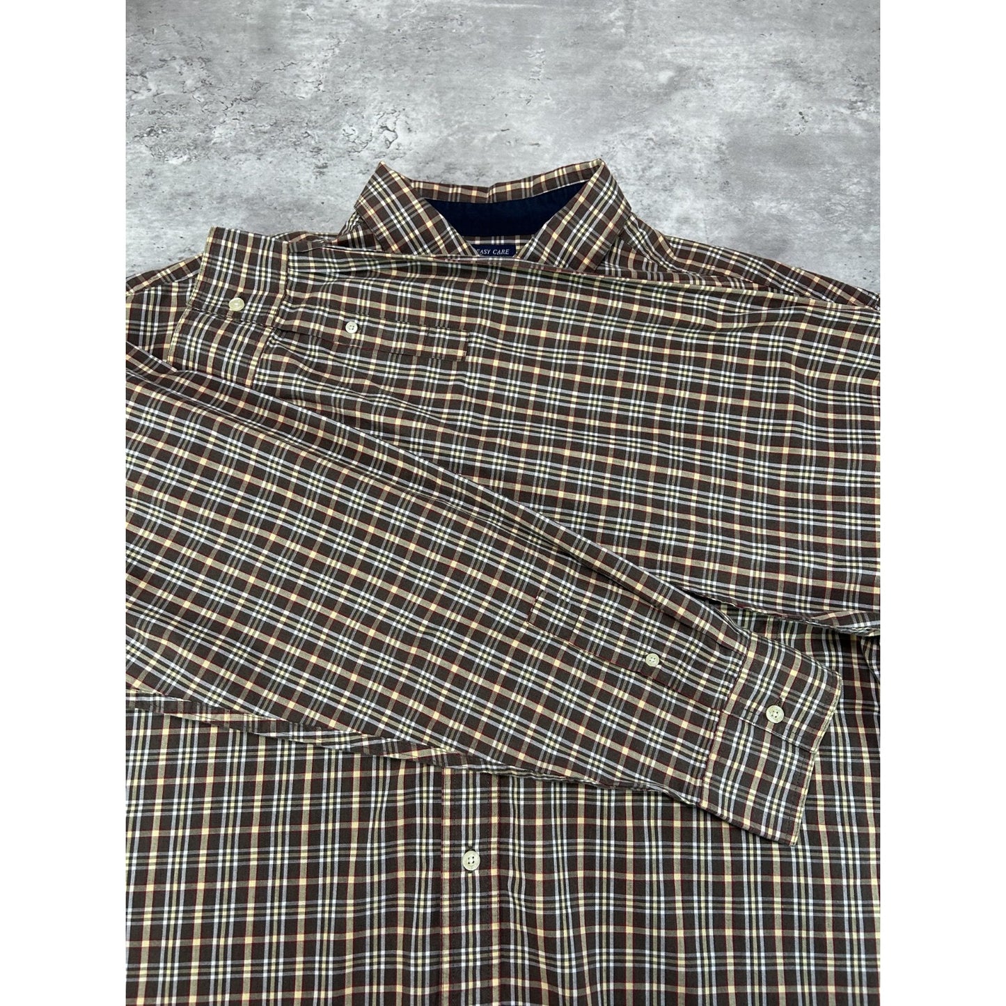 Vintage Chaps Ralph Lauren Plaid Print Reworked Cropped Button Up Shirt Sz XL