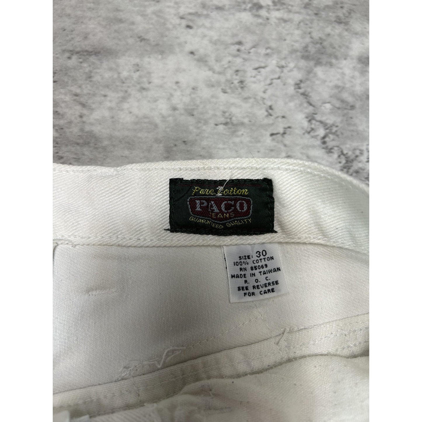 Vintage Y2K Paco Jeans Hundred Dollar Bill Patch Work White Denim Shorts Sz 28