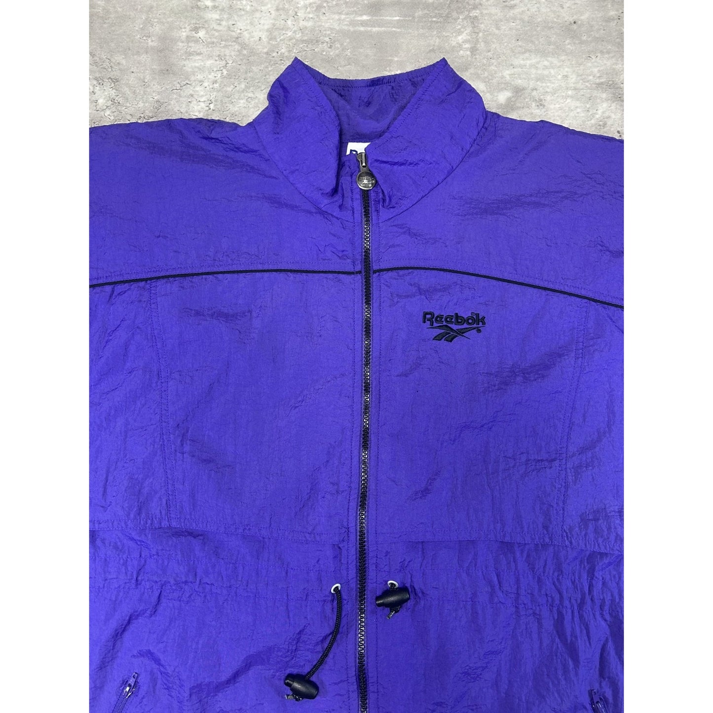 Vintage 90s Reebok Embroidered Logo Full Zip Windbreaker Jacket Size Large