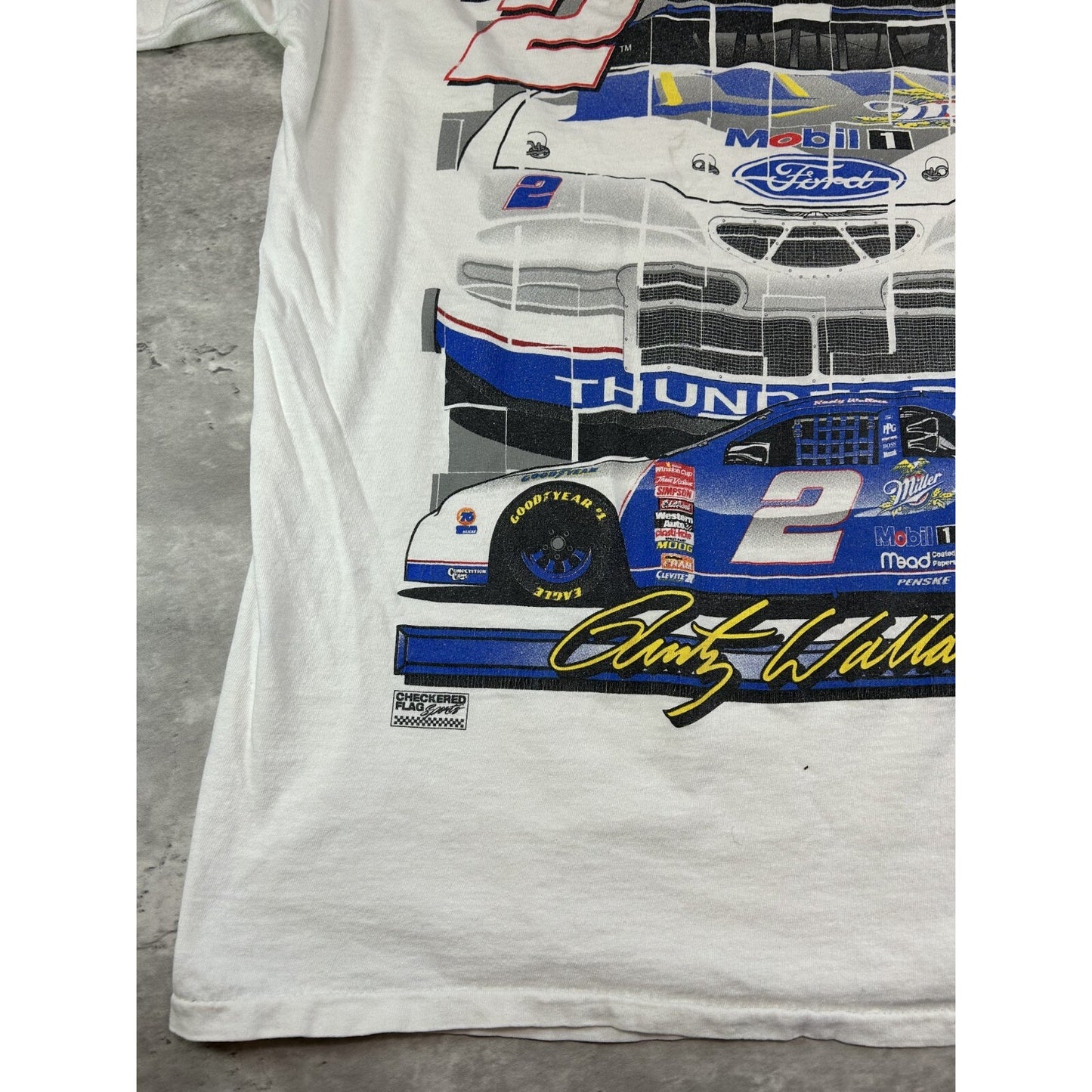 Vintage Rusty Wallace #2 Nascar Miller Lite Big Graphic T-Shirt Size Large White