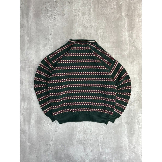 Vintage 90s Trader Bay Abstract Striped Pullover Knit Sweater Size Large
