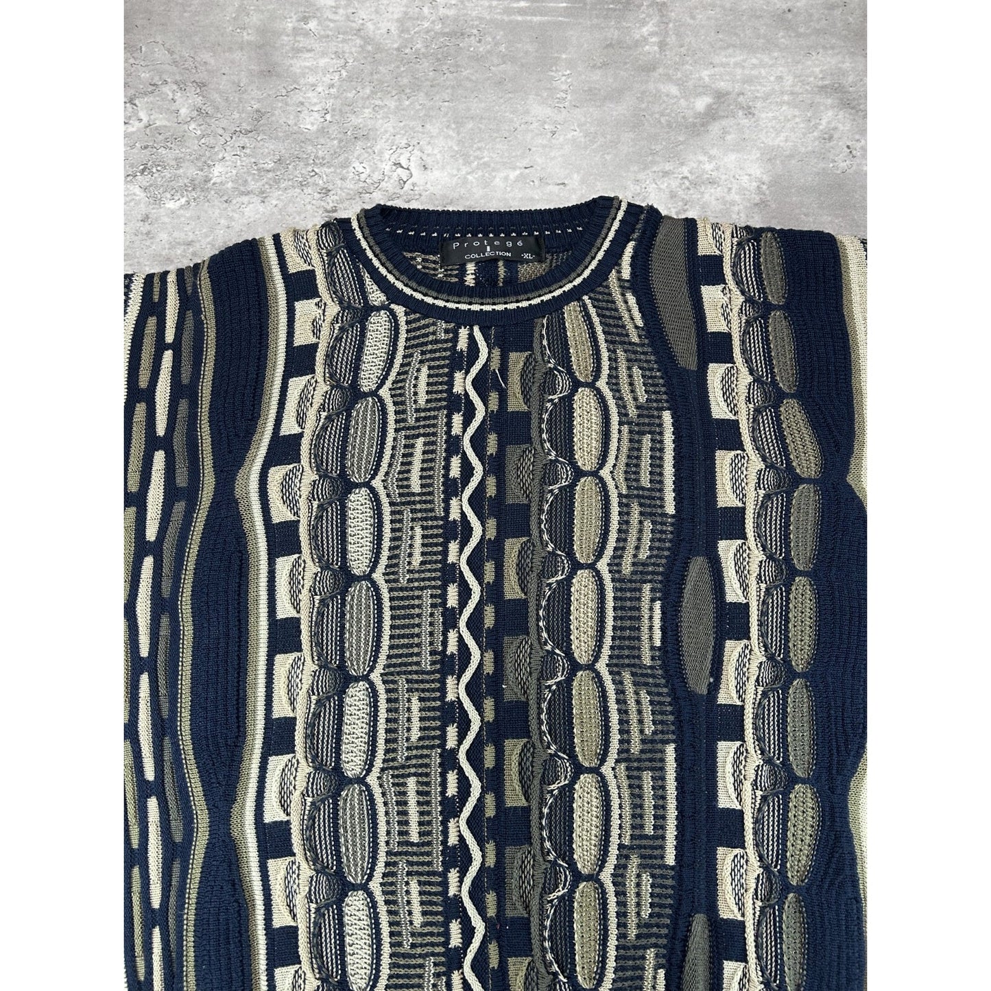 Vintage 90s Protege 3D Abstract Print Pullover Knit Sweater Size XL