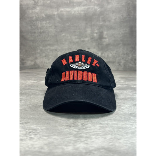 Vintage Harley Davidson Motorcycles Embroidered Spellout Strapback Hat OSFA