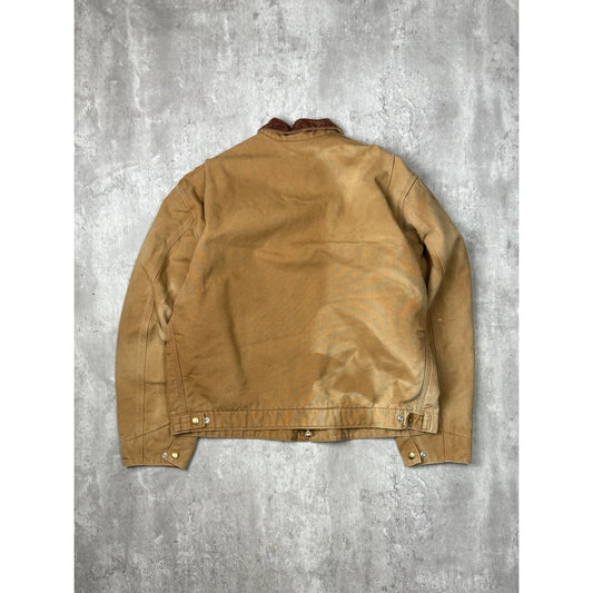 Vintage 90s Carhartt Blanket Lined Canvas Workwear Detroit Jacket Size XL Beige