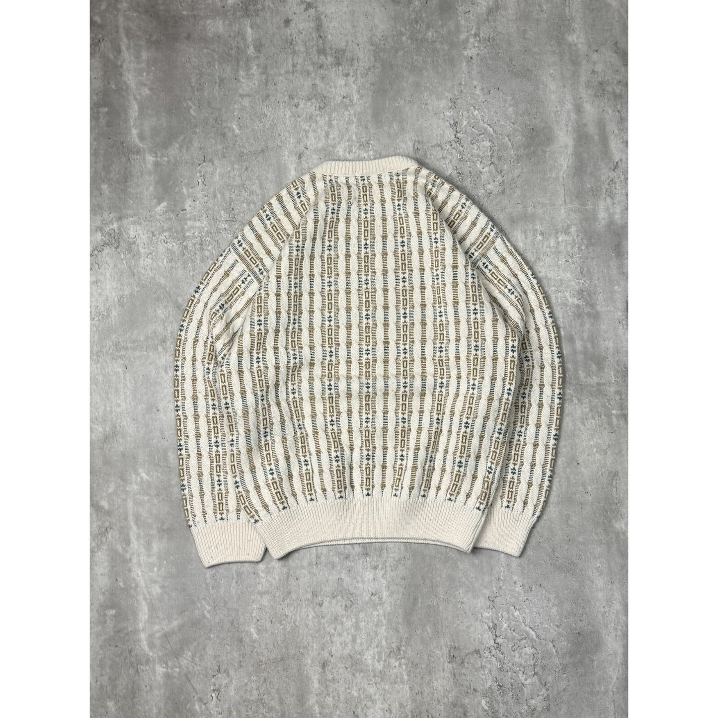 Vintage 90s Arnold Palmer Abstract Striped Pullover Knit Sweater Size Large