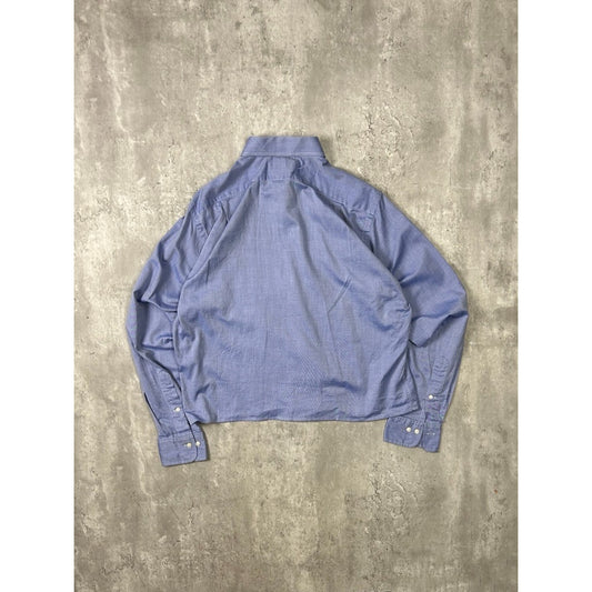 Vintage 90s Long Sleeve Reworked Cropped Button Up Shirt Size Large