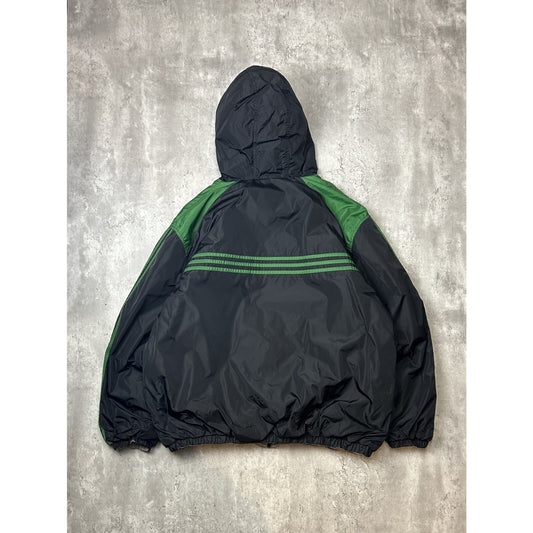 Vintage 90s Adidas Nylon Reversible Embroidered Logo Hooded Jacket Size XL