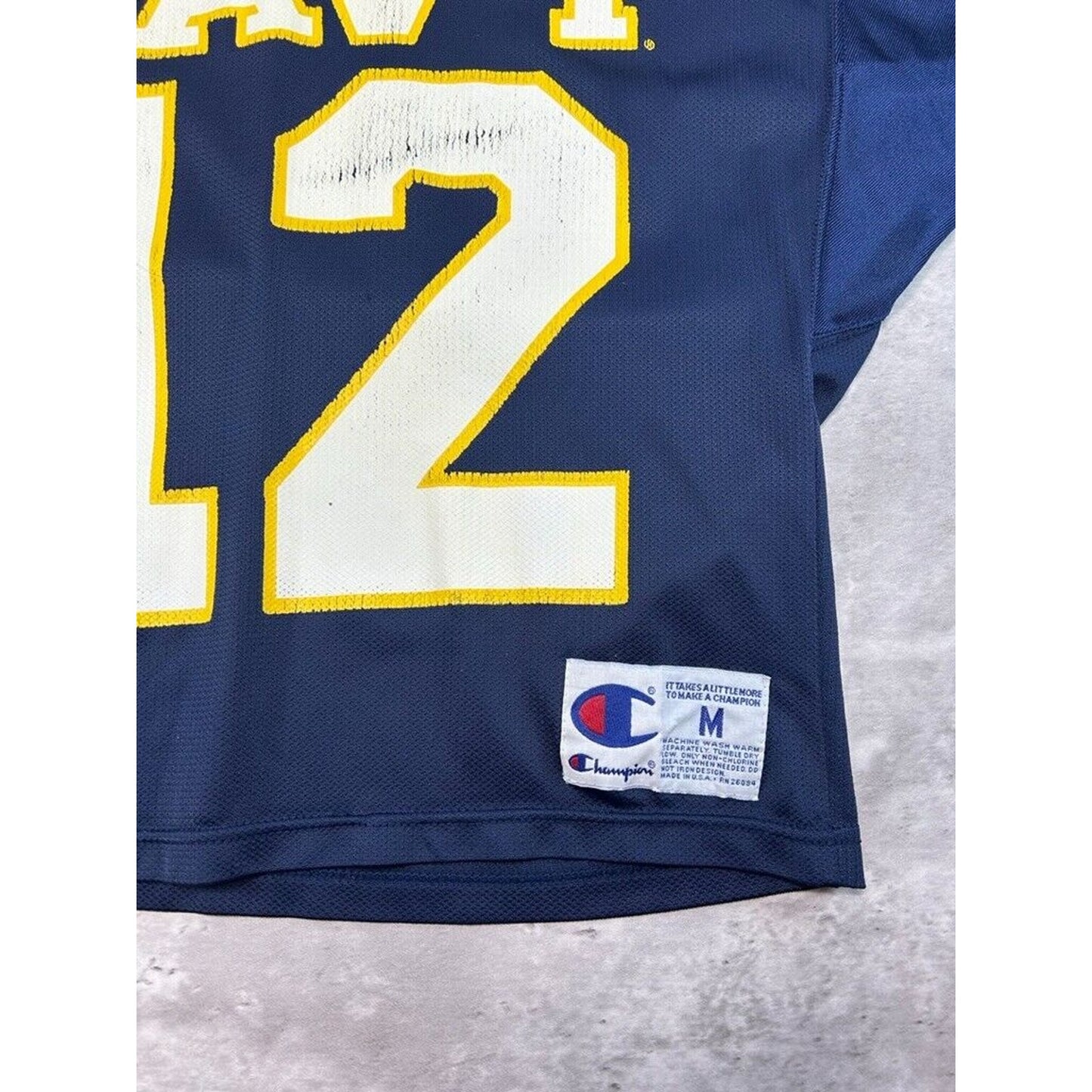 Vintage 1990s US Navy Collegiate Champion Football Jersey Size Medium Blue