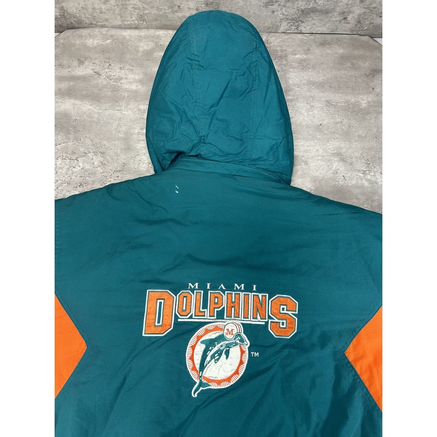 Vintage 90s Miami Dolphins NFL Embroidered Logo Insulated Jacket Size Large