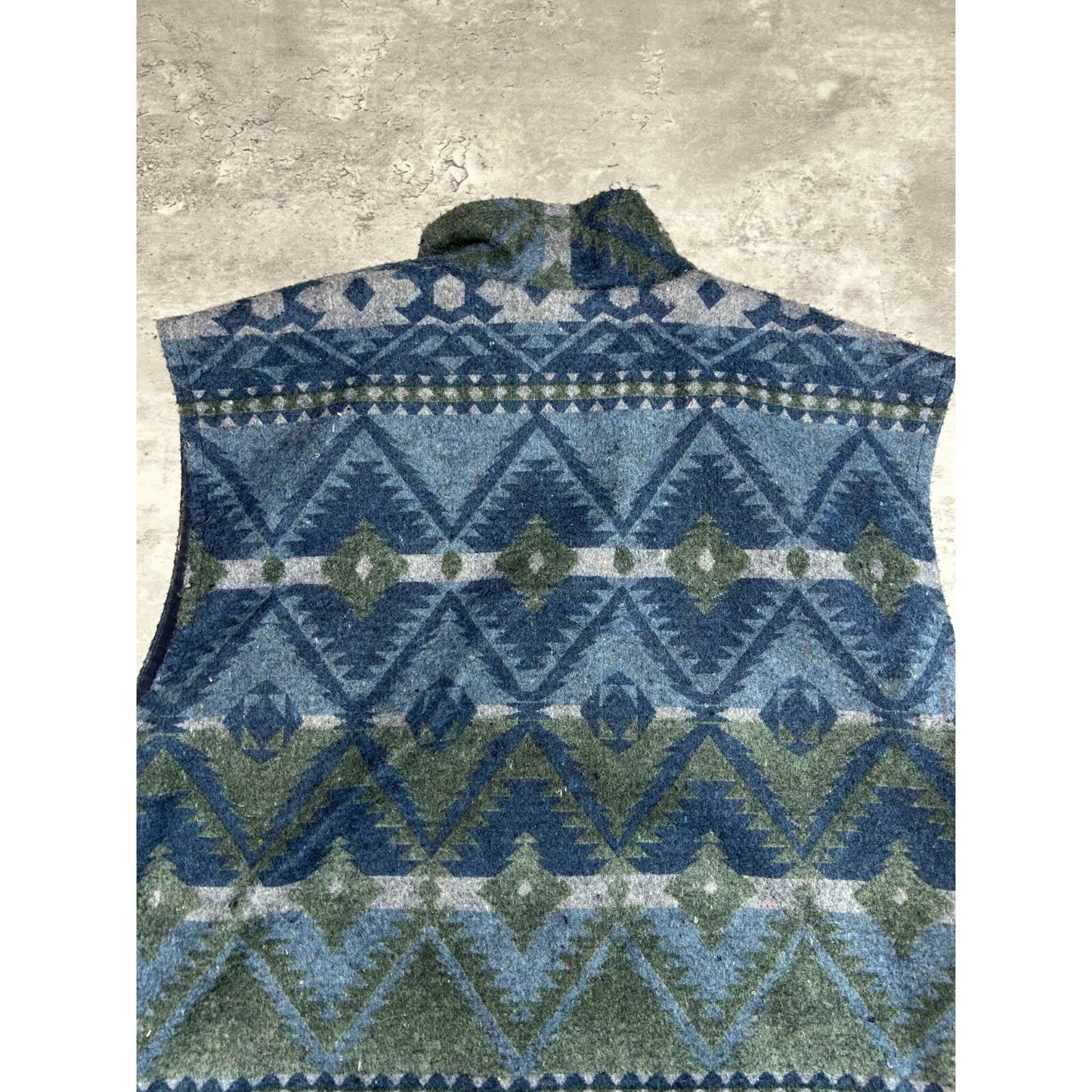 Vintage 1980s Aztec Print Full Zip Fleece Vest Size Large Blue/Green