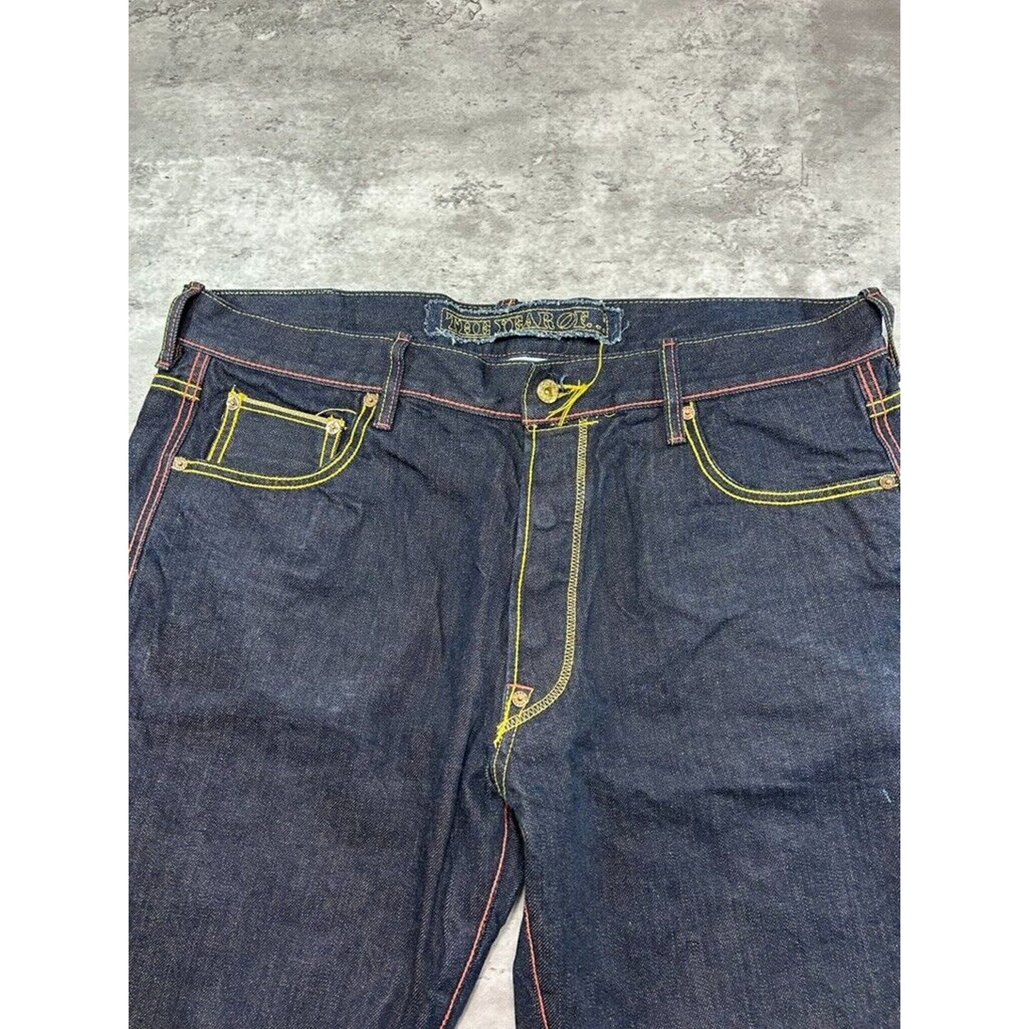 Vintage Y2K The Year 0 Embroidered Pocket Black Denim Pants Size 40