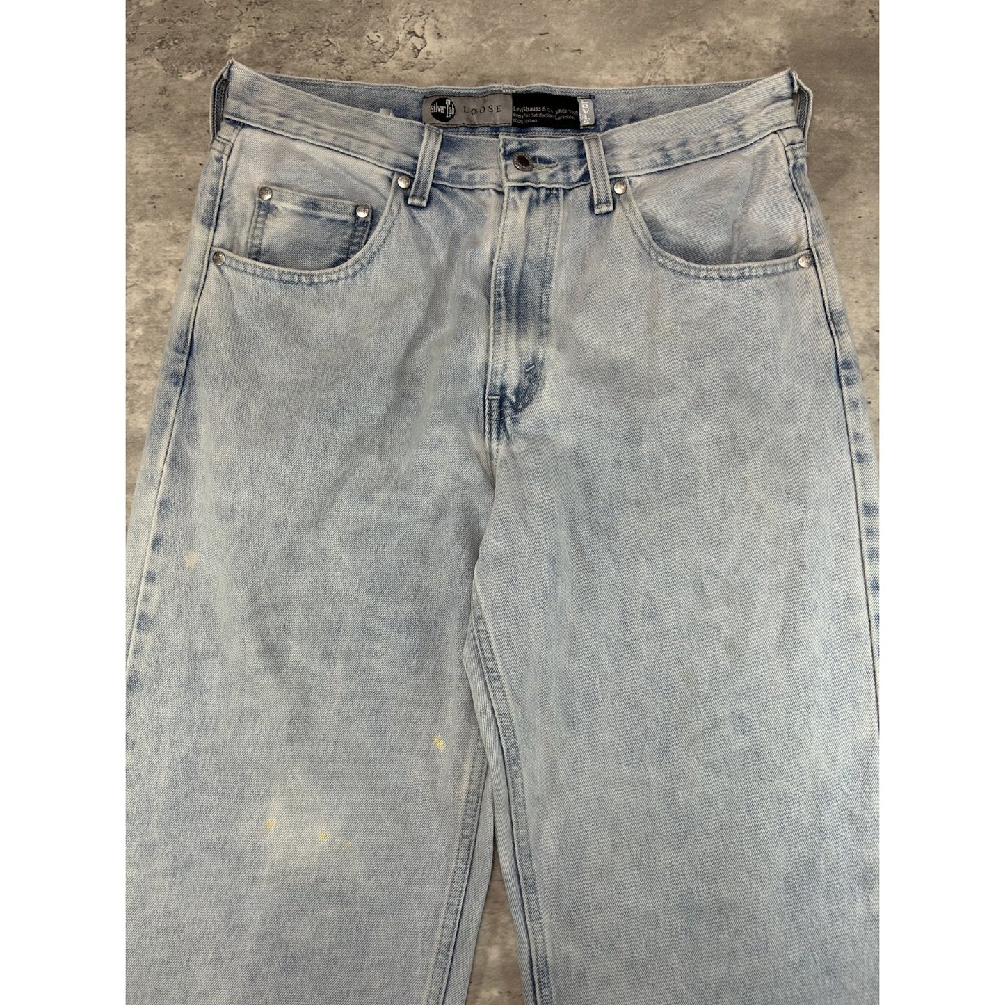 Vintage 90s Levis Silver Tab Loose Fit Light Wash Denim Pants Size 33 Blue
