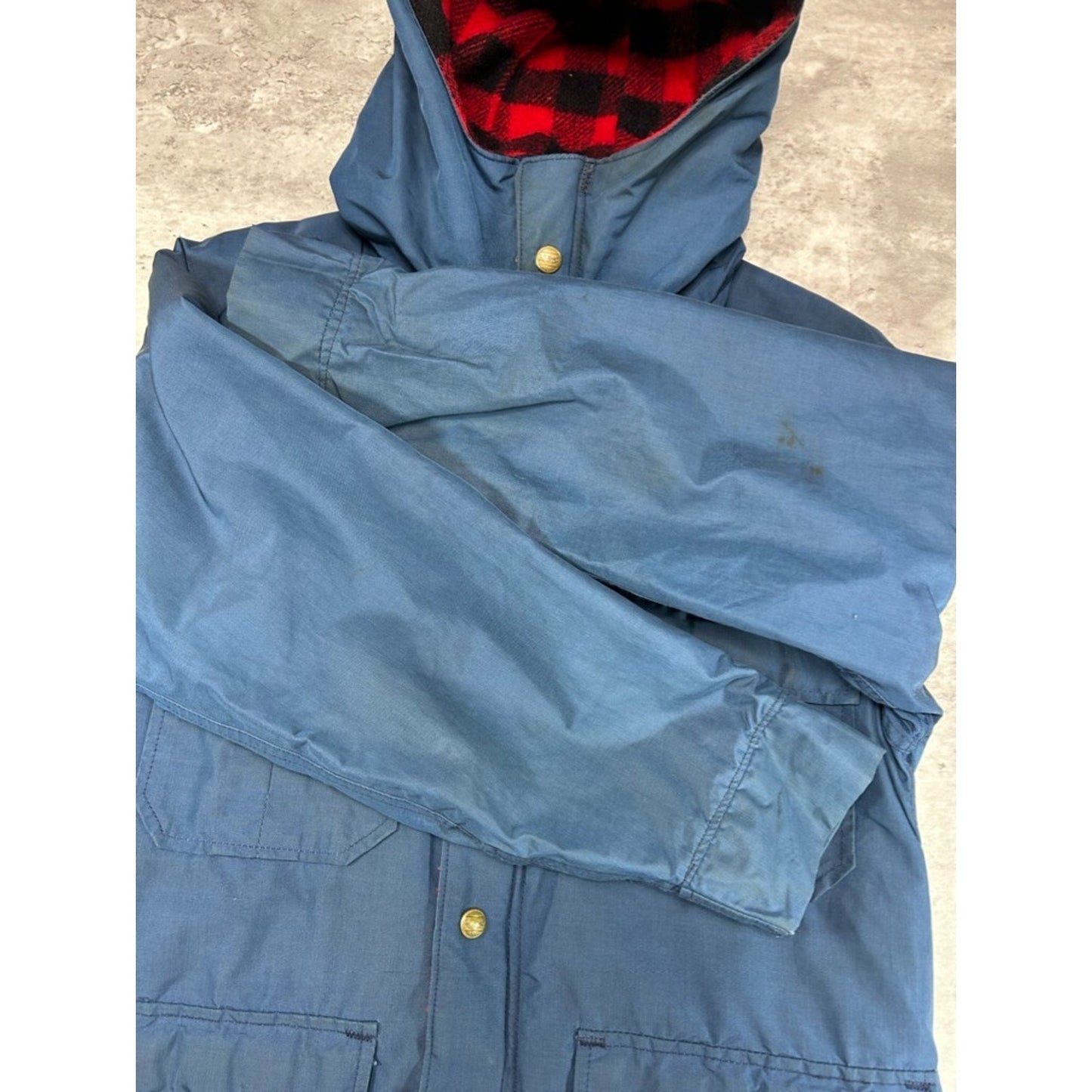 Vintage 90s Womens L.L. Bean Plaid Lined Hooded Parka Long Jacket Size Medium