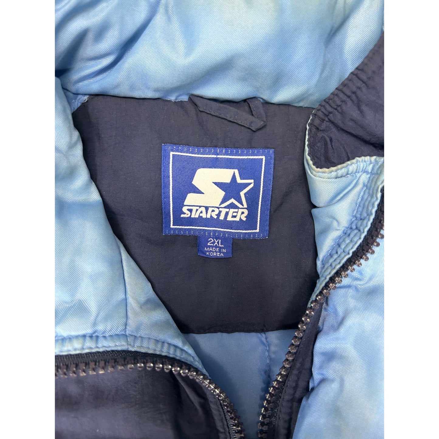 Vintage 90s UNC Tarheels NCAA Insulated Full Zip Hooded Starter Jacket Size 2XL