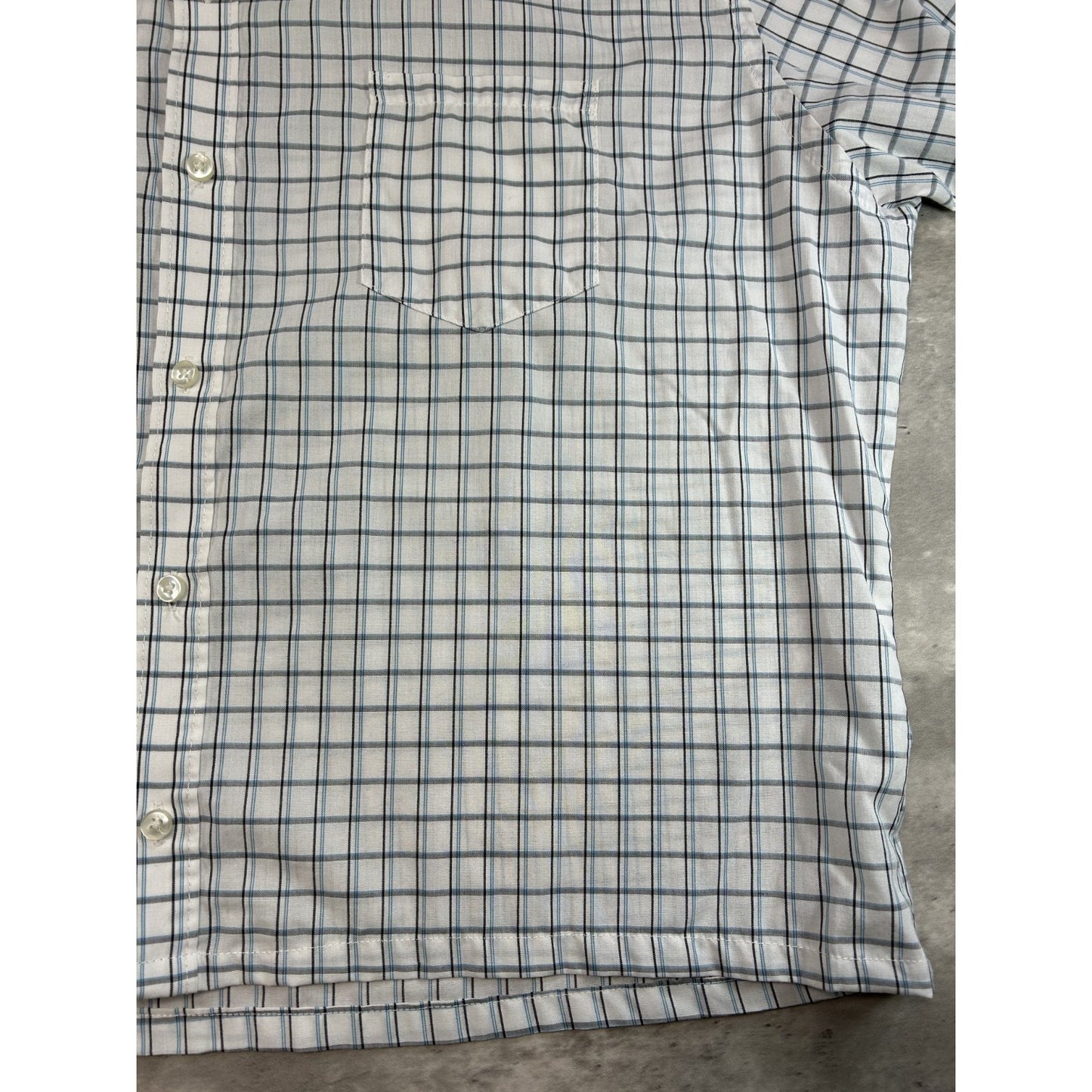 Van Heusen Plaid Print Short Sleeve Reworked Cropped Button Up Shirt Size XL
