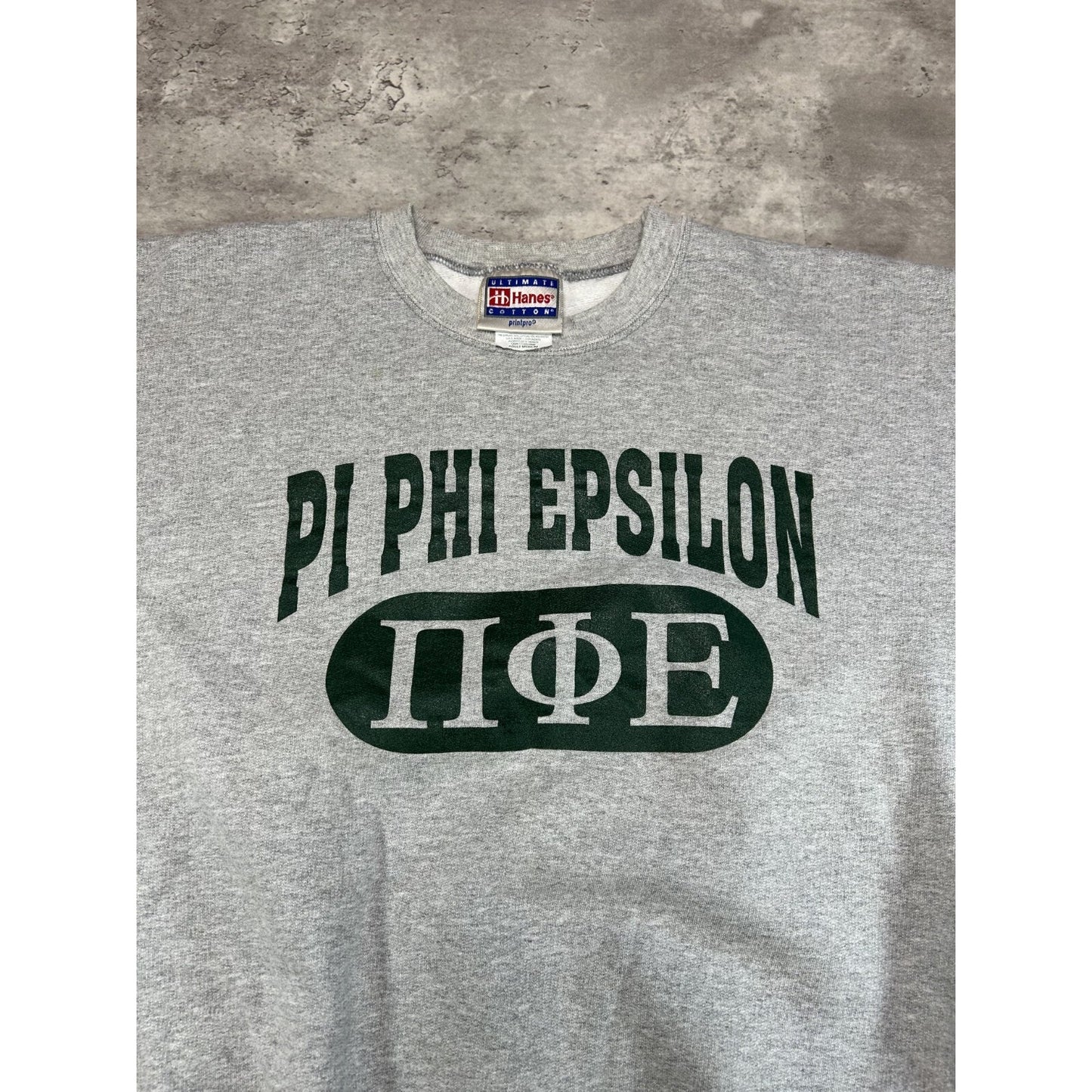 Vintage 80s/90s Pi Phi Epsilon Fraternity Spellout Graphic Sweatshirt Sz Medium