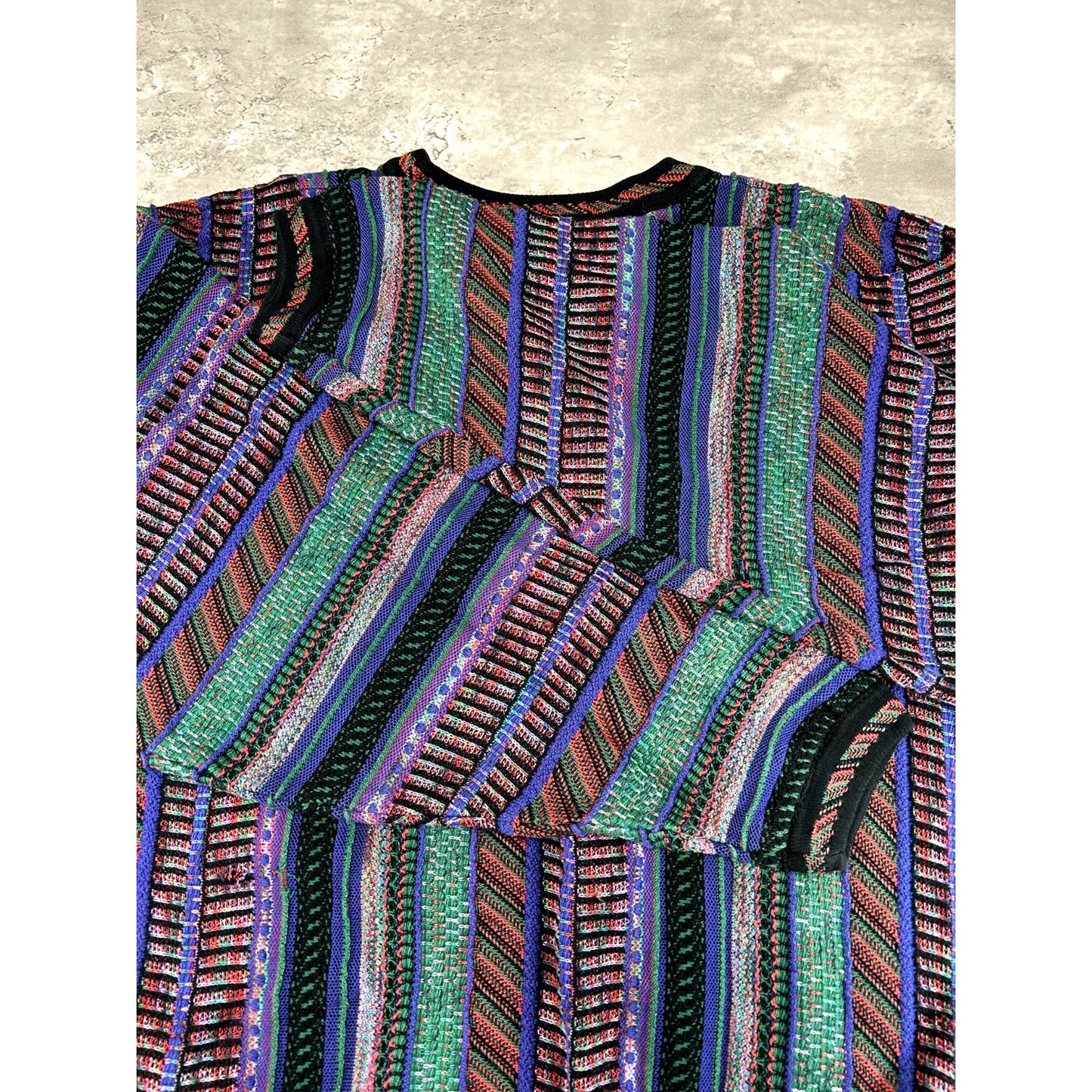 Vintage 90s Tundra Abstract 3D Print Pullover Ribbed Knit Sweater Size 4XL