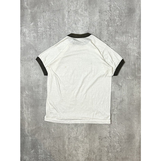 Vintage 80s Fitness Tech Computer Technology & Muscle Ringer T-Shirt Size Small