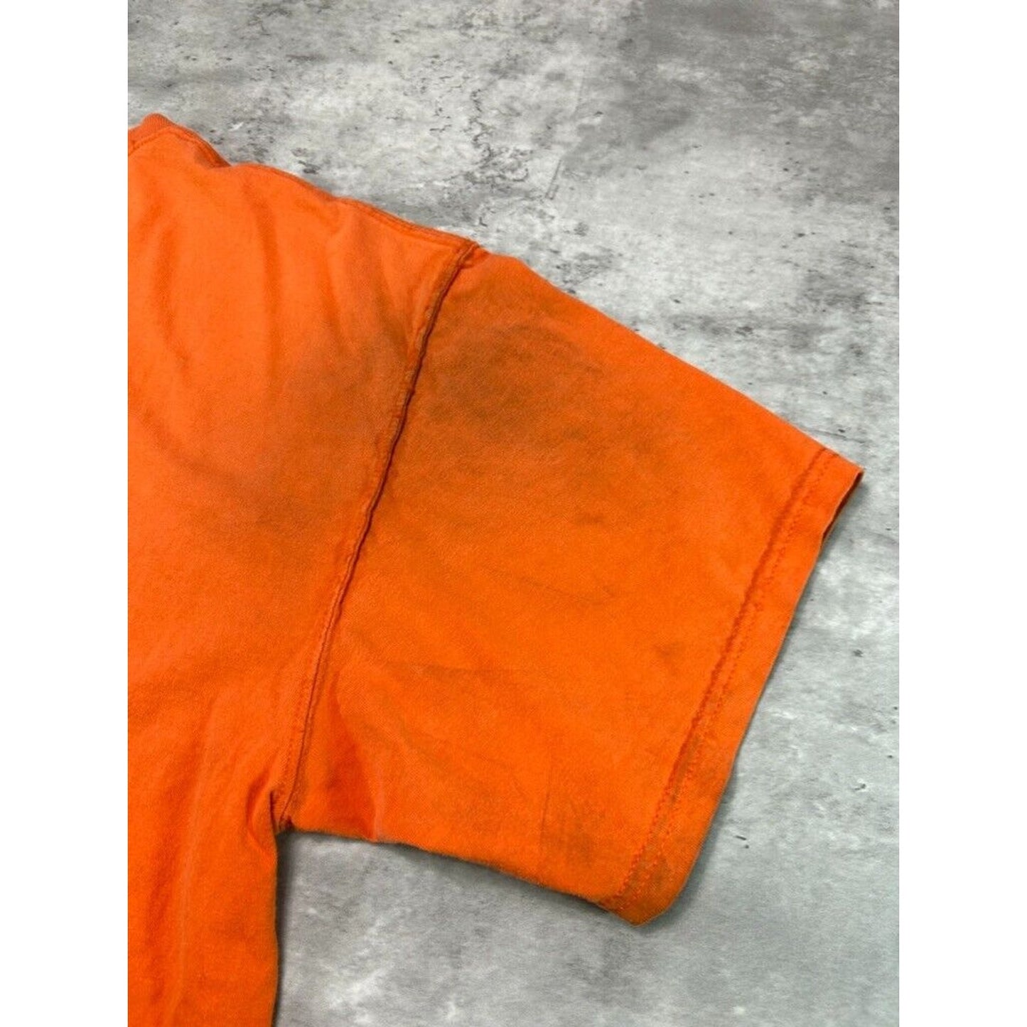 Vintage Harley Davidson Embroidered Spell Out Distressed T-Shirt Size XXL Orange