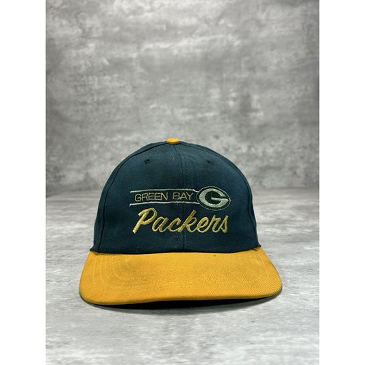 Vintage 90s Green Bay Packers NFL Embroidered Spellout Snapback Hat OSFA