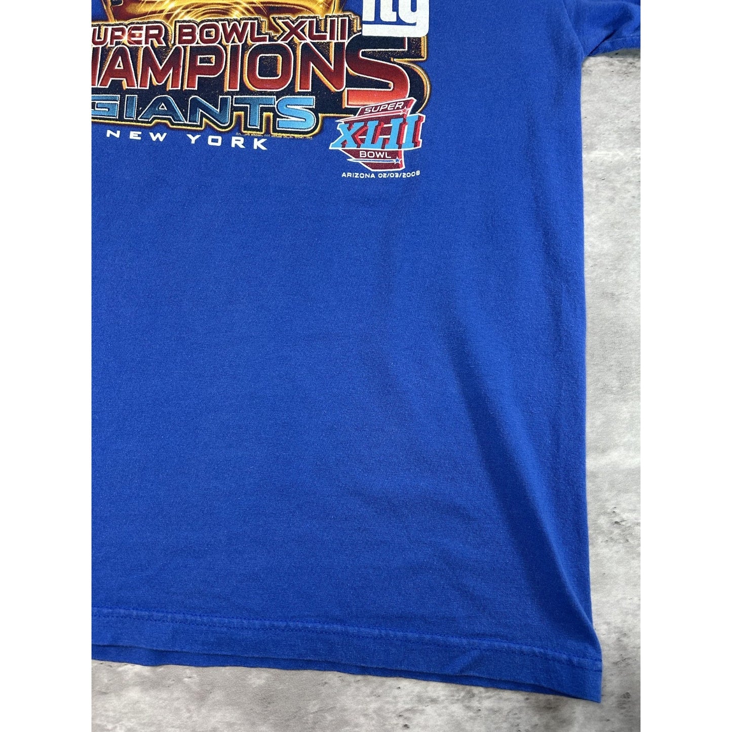 New York Giants NFL Super Bowl XLII Champs Ring Graphic T-Shirt Size Large