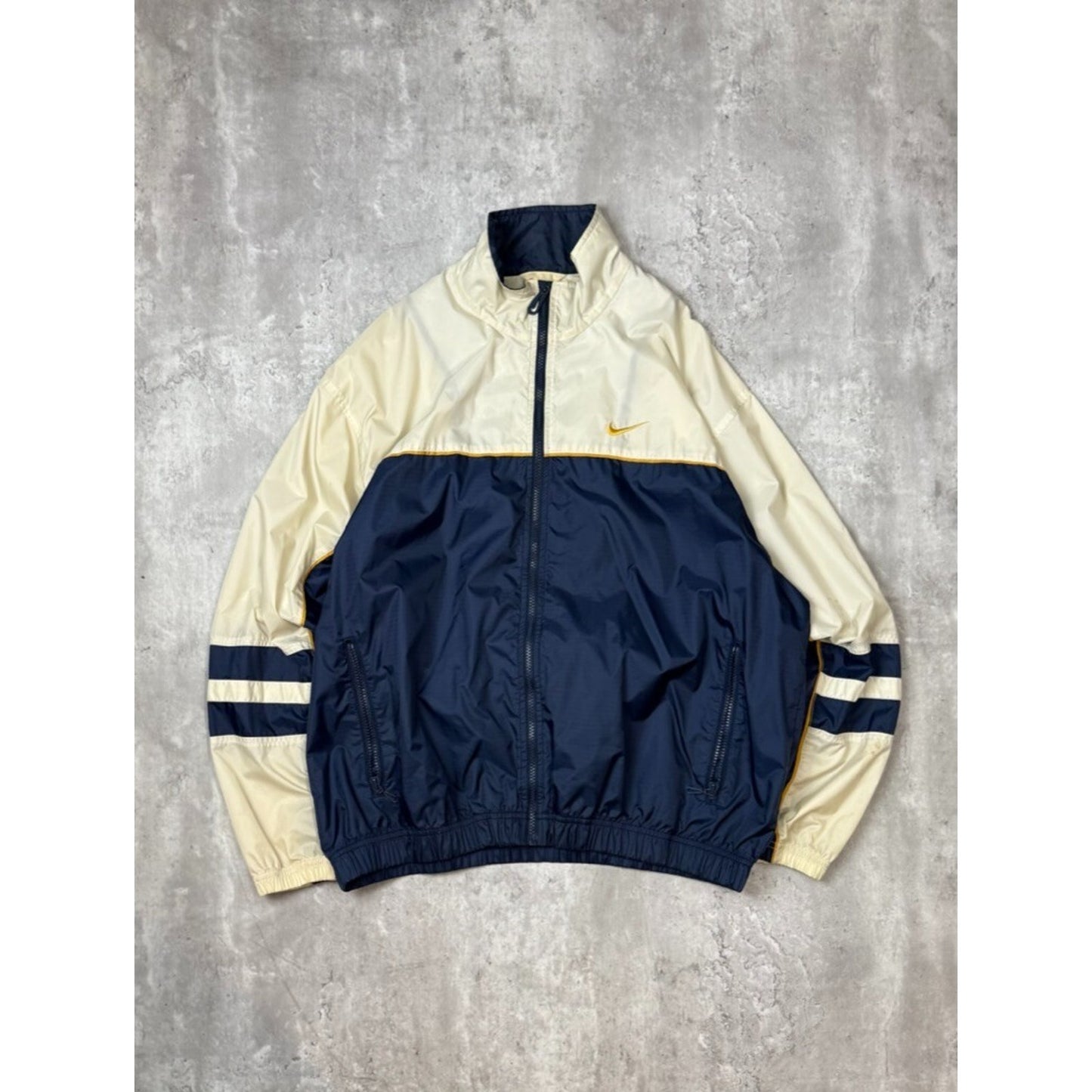 Vintage 90s Nike Embroidered Swoosh Two Tone Nylon Windbreaker Jacket Size Large