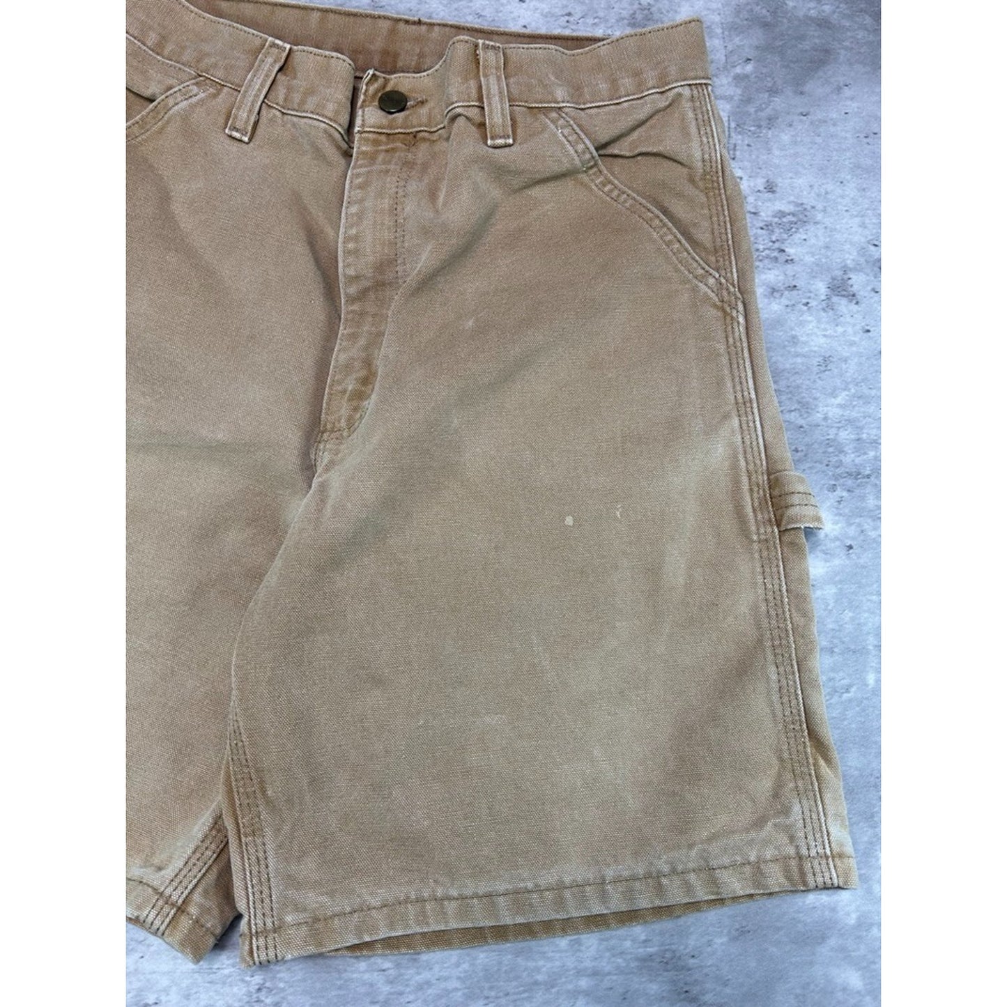 Vintage Carhartt Canvas Workwear Carpenter Shorts Size 29 Beige