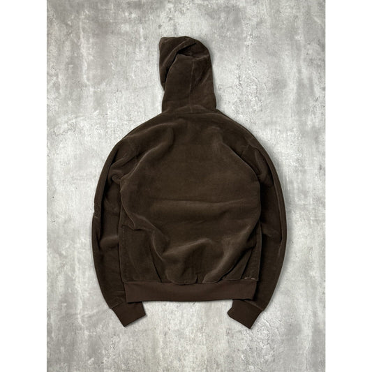 Vintage 1980s Carhartt Velour Full Zip Workwear Hooded Sweatshirt Size Medium