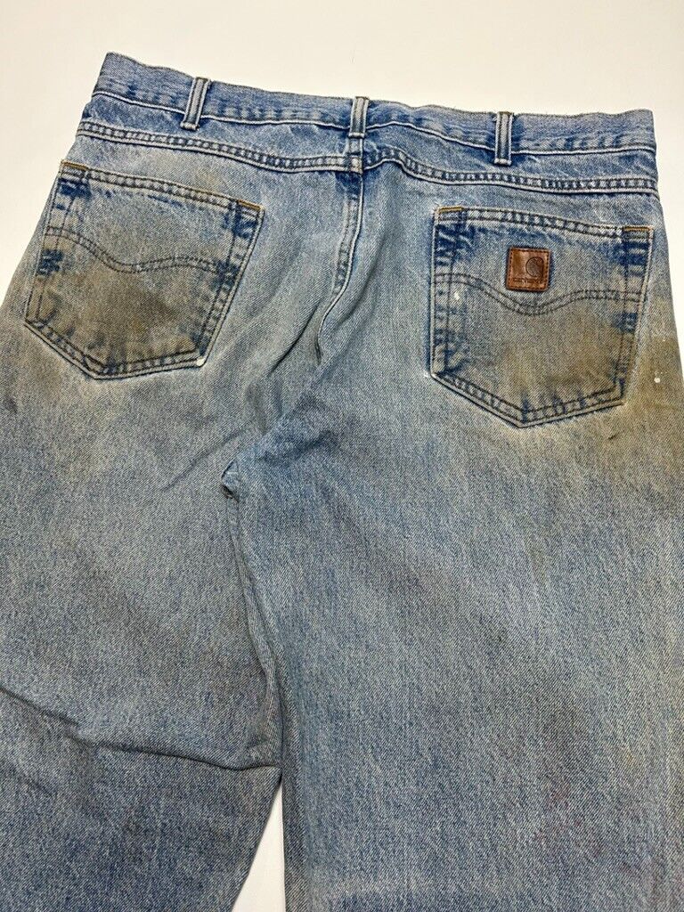 Vintage Carhartt Relaxed Fit Medium Wash Denim Workwear Pants Size 36