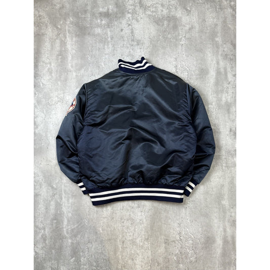 Vintage 90s New York Yankees MLB Embroidered Spellout Satin Bomber Jacket Sz XXL