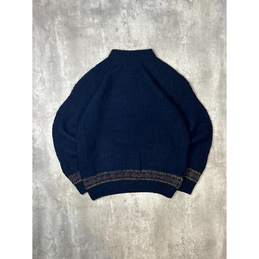 Vintage 90s Pattern Print Striped Ribbed Knit Sweater Size Large