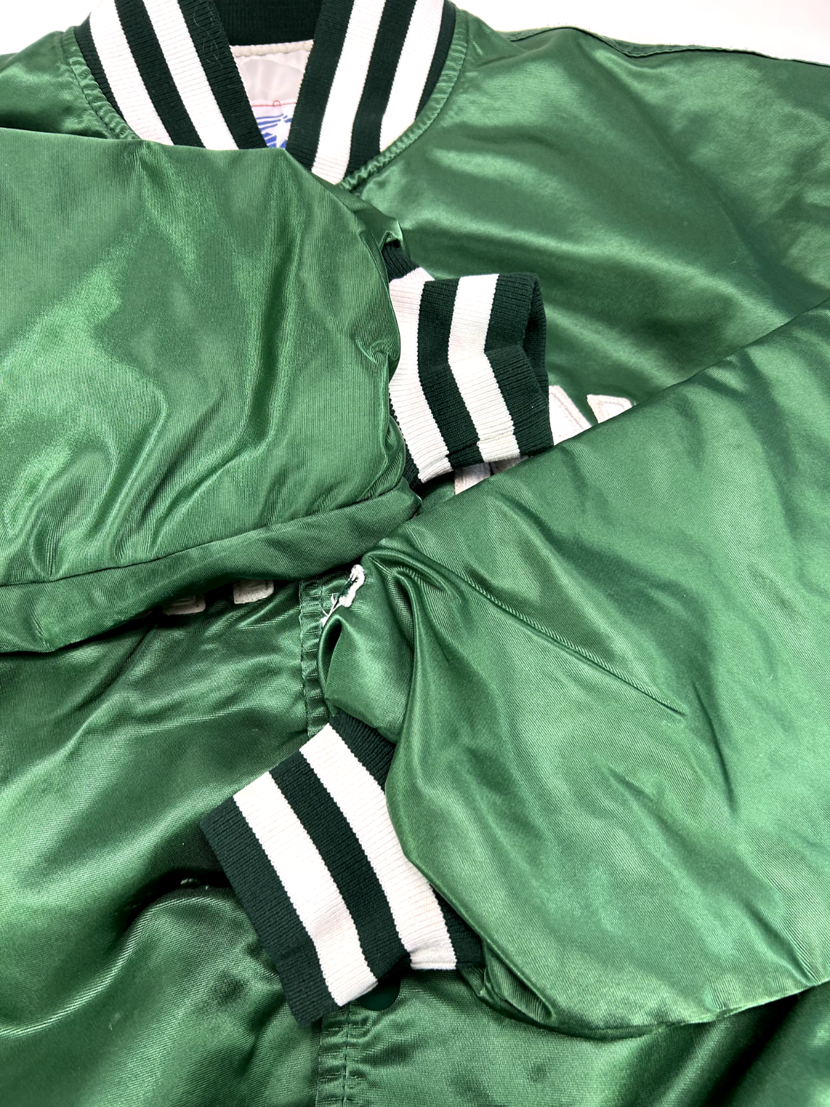 Vintage 80s Michigan State Spartans NCAA Satin Varsity Bomber Jacket Size XL