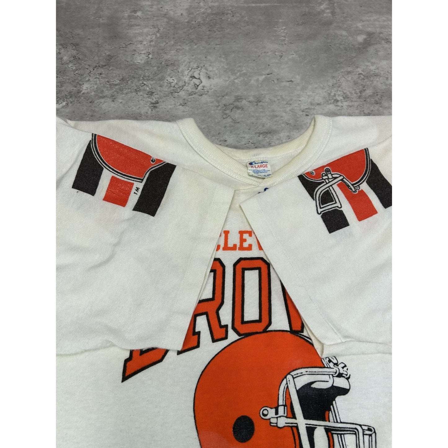 Vintage 80s Cleveland Browns NFL Champion Raglan Jersey Size XL Beige