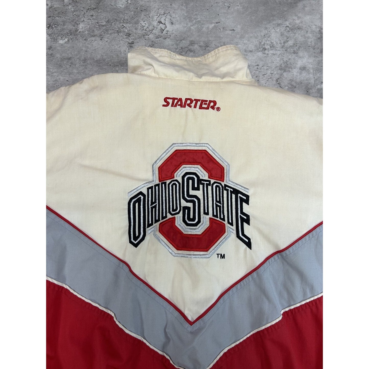 Vintage 90s Ohio State Buckeyes NCAA Starter Arm Spellout Jacket Size Medium