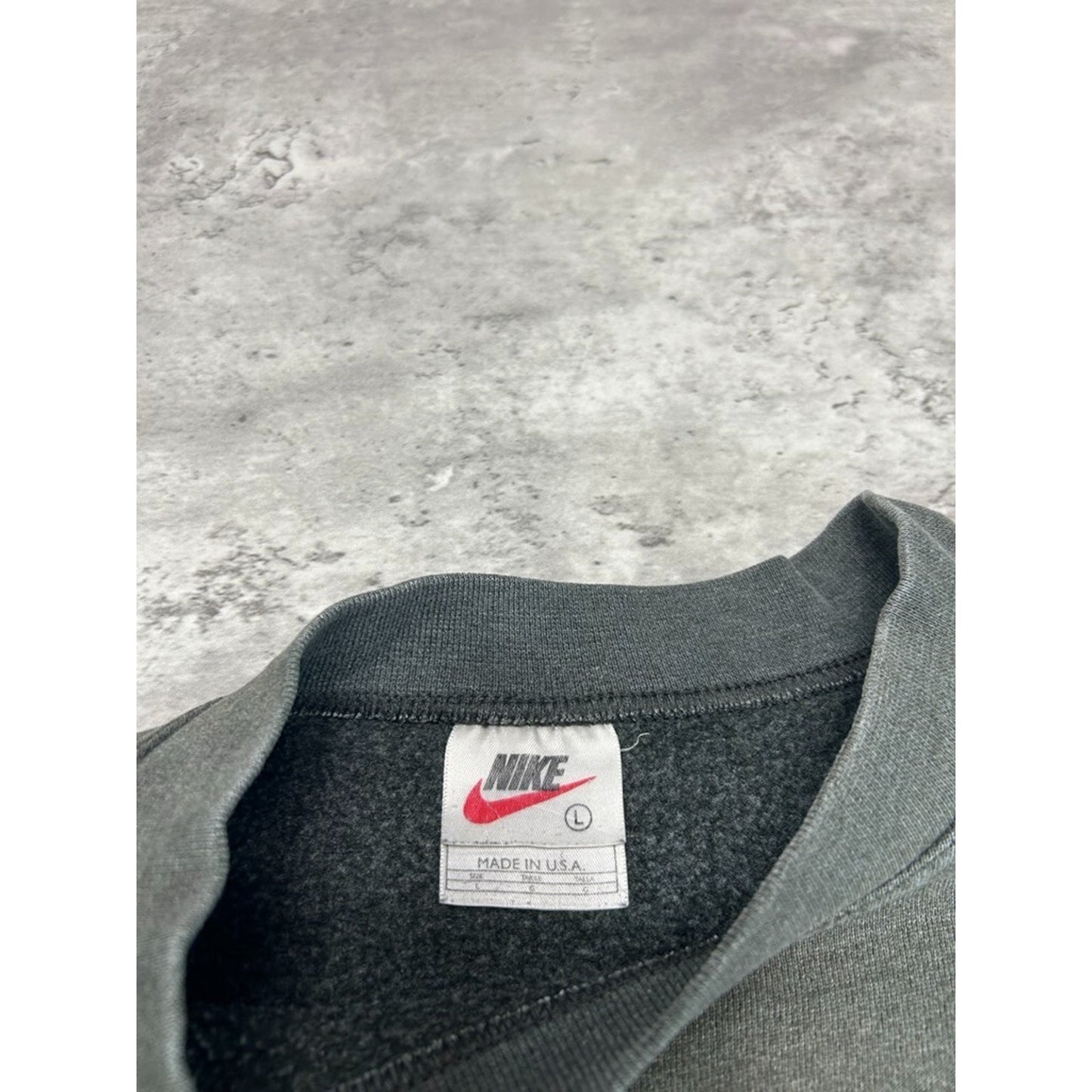 Vintage 90s Nike Graphic Swoosh Spellout Crewneck Sweatshirt Size Large Gray