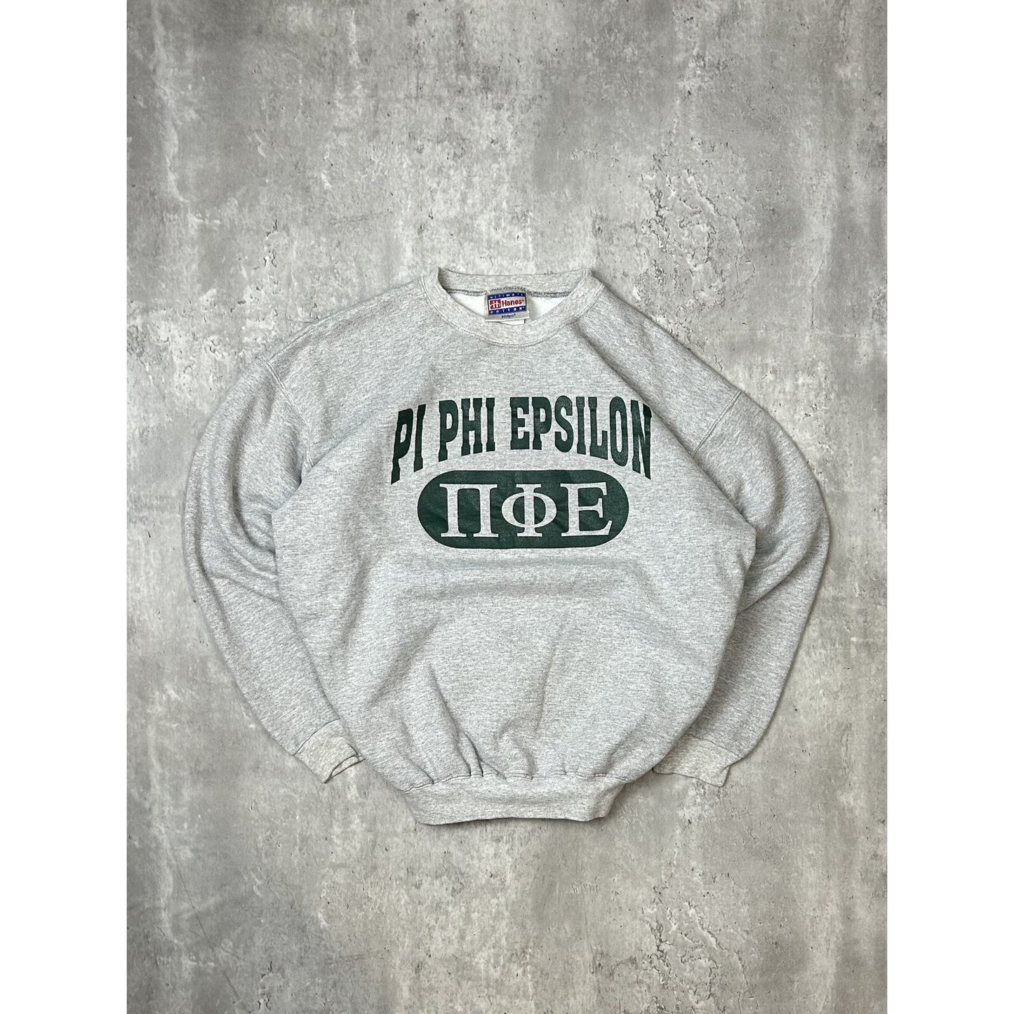 Vintage 80s/90s Pi Phi Epsilon Fraternity Spellout Graphic Sweatshirt Sz Medium
