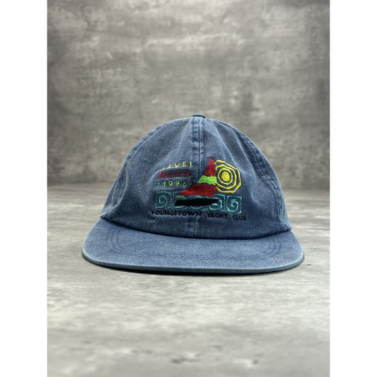 Vintage 1996 Level Regatta Yacht Club Embroidered Denim Strapback Hat OSFA