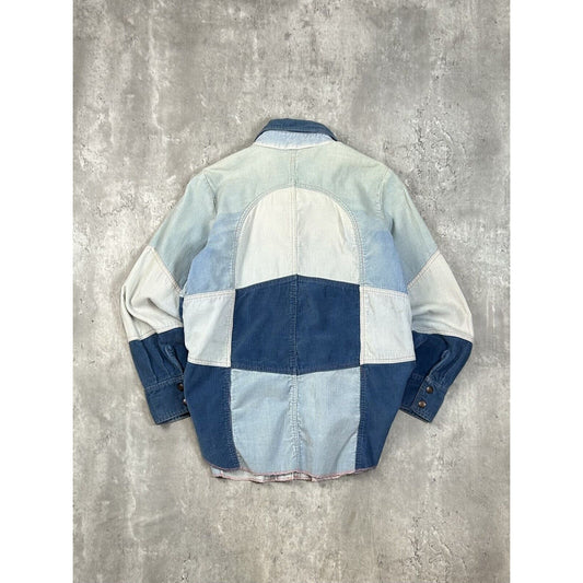 Vintage 1970s Monrose Knitwear Corduroy Pattern Button Up Shirt Size Medium